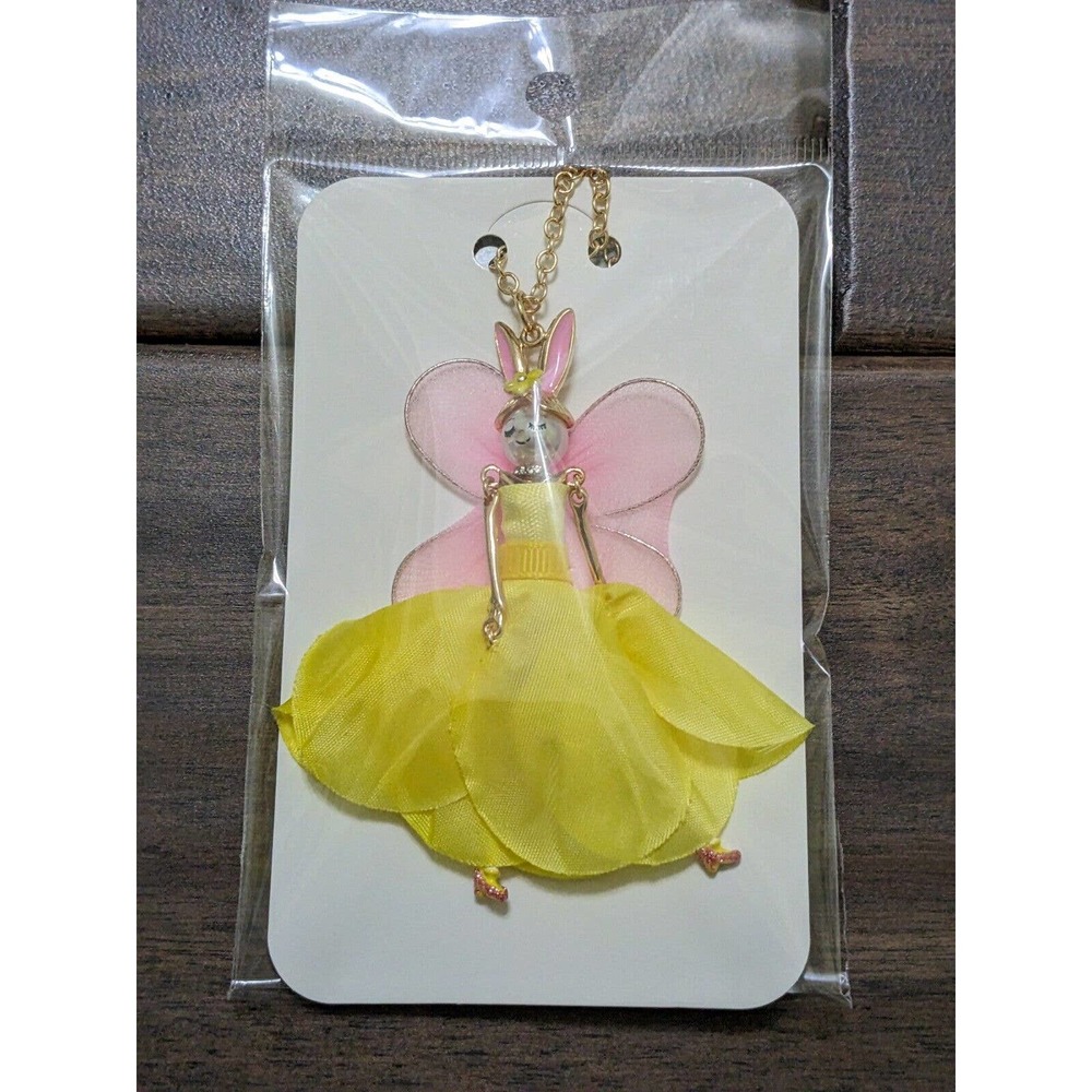 Betsey Johnson FAIRY BUNNY Gold Tone Faux Pearls & CZ Crystals Long Necklace NEW - Picture 8 of 9